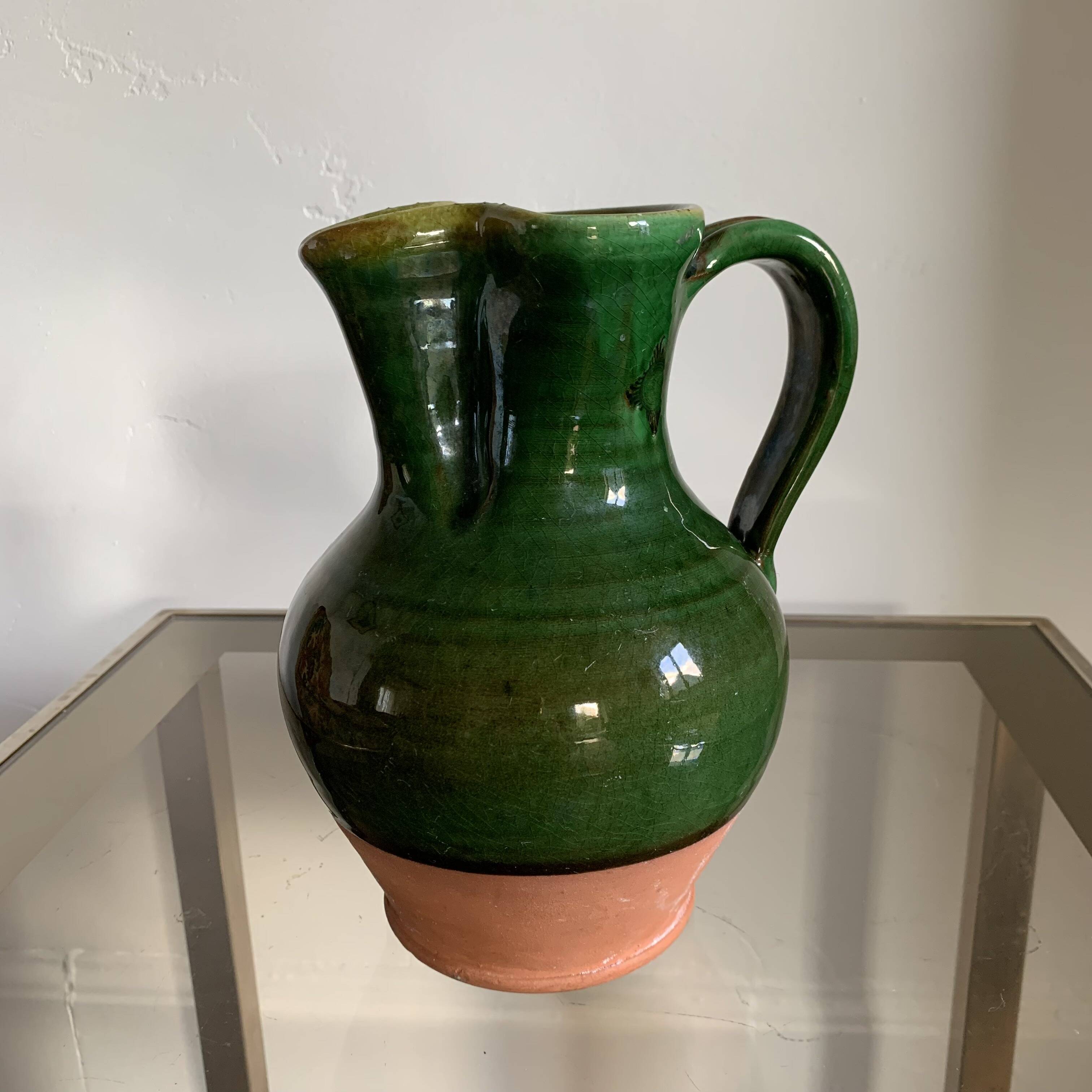 Enamelled terracotta carafe pitcher