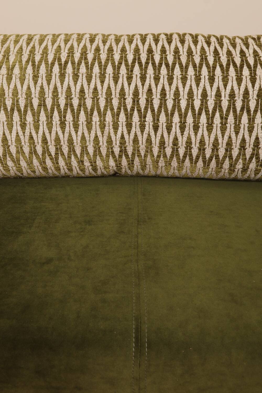 Vintage Two-seater Sofa, Deep Green Velvet, Cuschion patterns