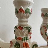 Pair of white earthenware candlesticks