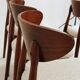 Set of 6 dining chairs, teak color wood, bouclè upholstery