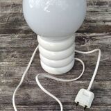 70s wood and opaline lamp