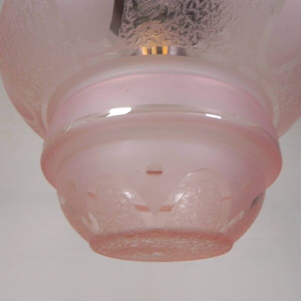 Lampe suspendue Art déco avec abat-jour en verre rose, années 1930