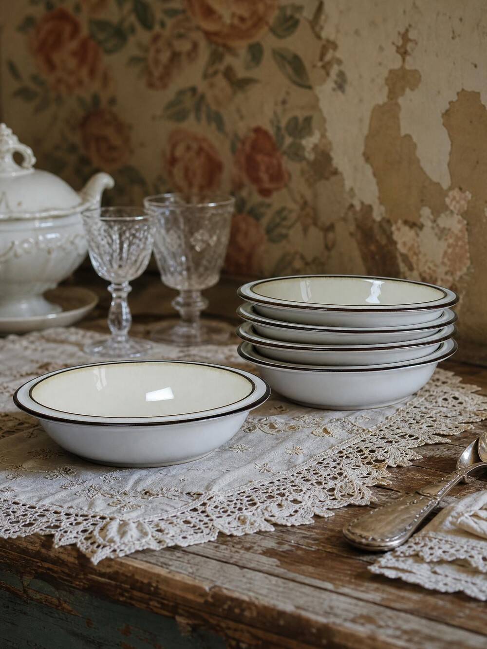 8 bowls/deep plates Denby England in stoneware vintage 80s-90s
