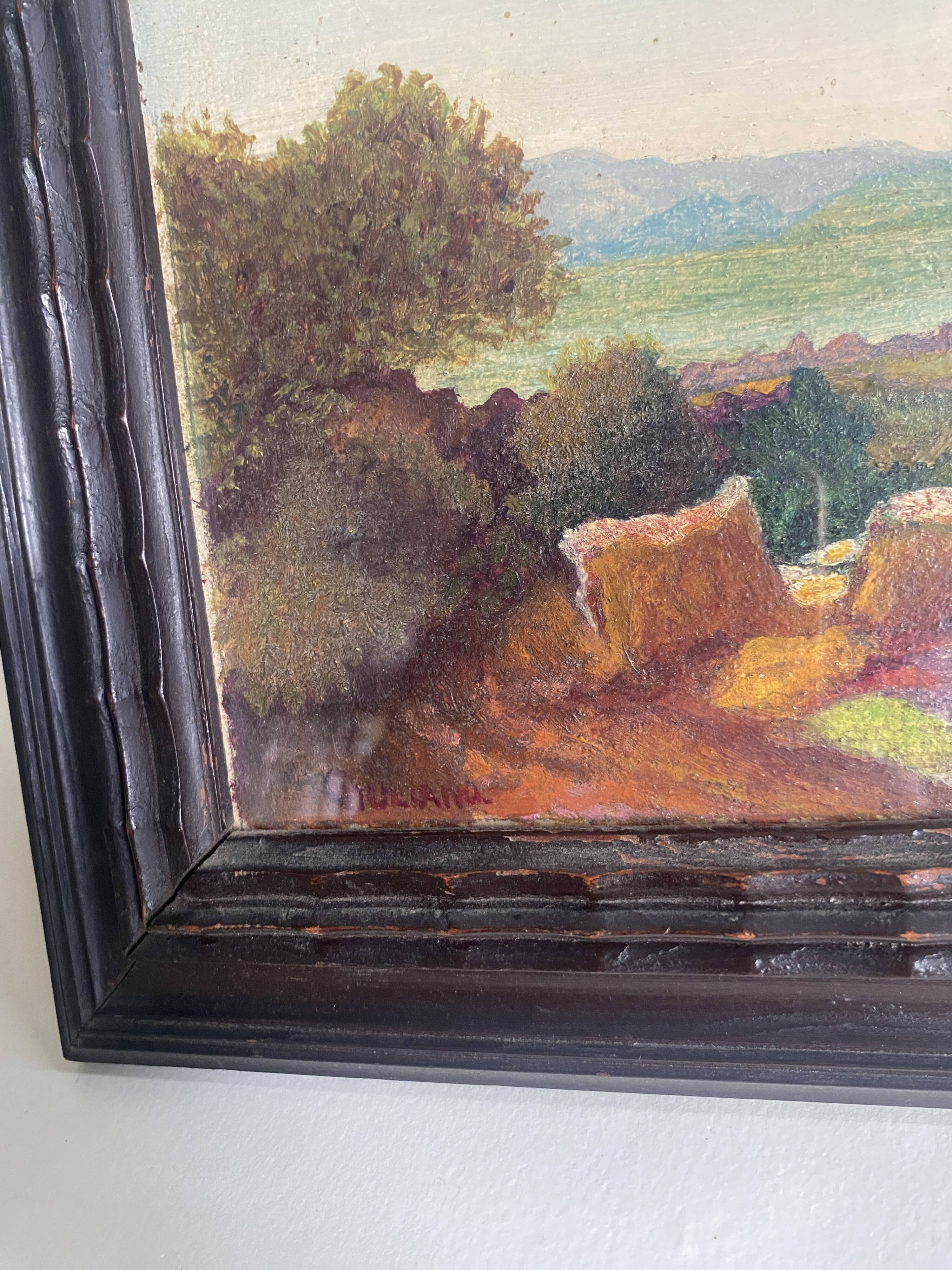 Oil, glazed wooden frame