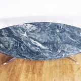 Oval coffee table in 70s green marble