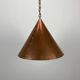 Conical suspended copper pendant by E.S Horn Aalestrup, Denmark 1950