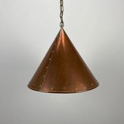 Conical suspended copper pendant by E.S Horn Aalestrup, Denmark 1950