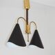 Mid-Century Modern pendant light, brass and metal, 1970s.