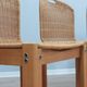 Chaises courbées en osier et bois années 1970, lot de 6