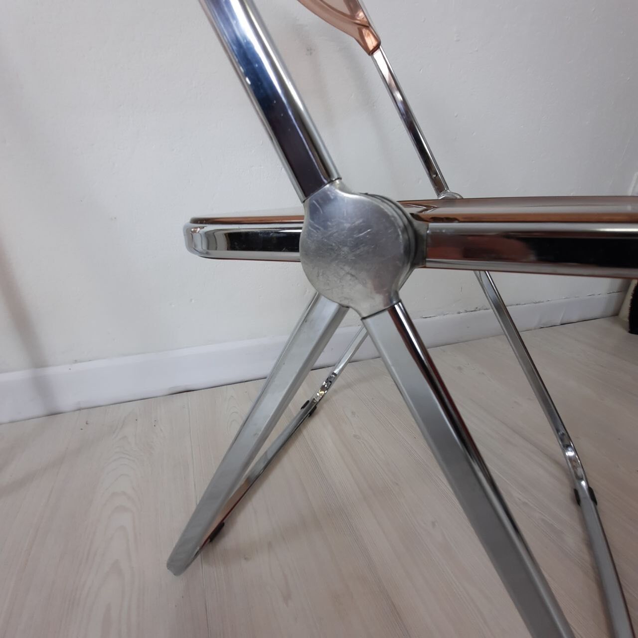 3 Plia chairs, designer Giancarlo Piretti for Anonima Castelli