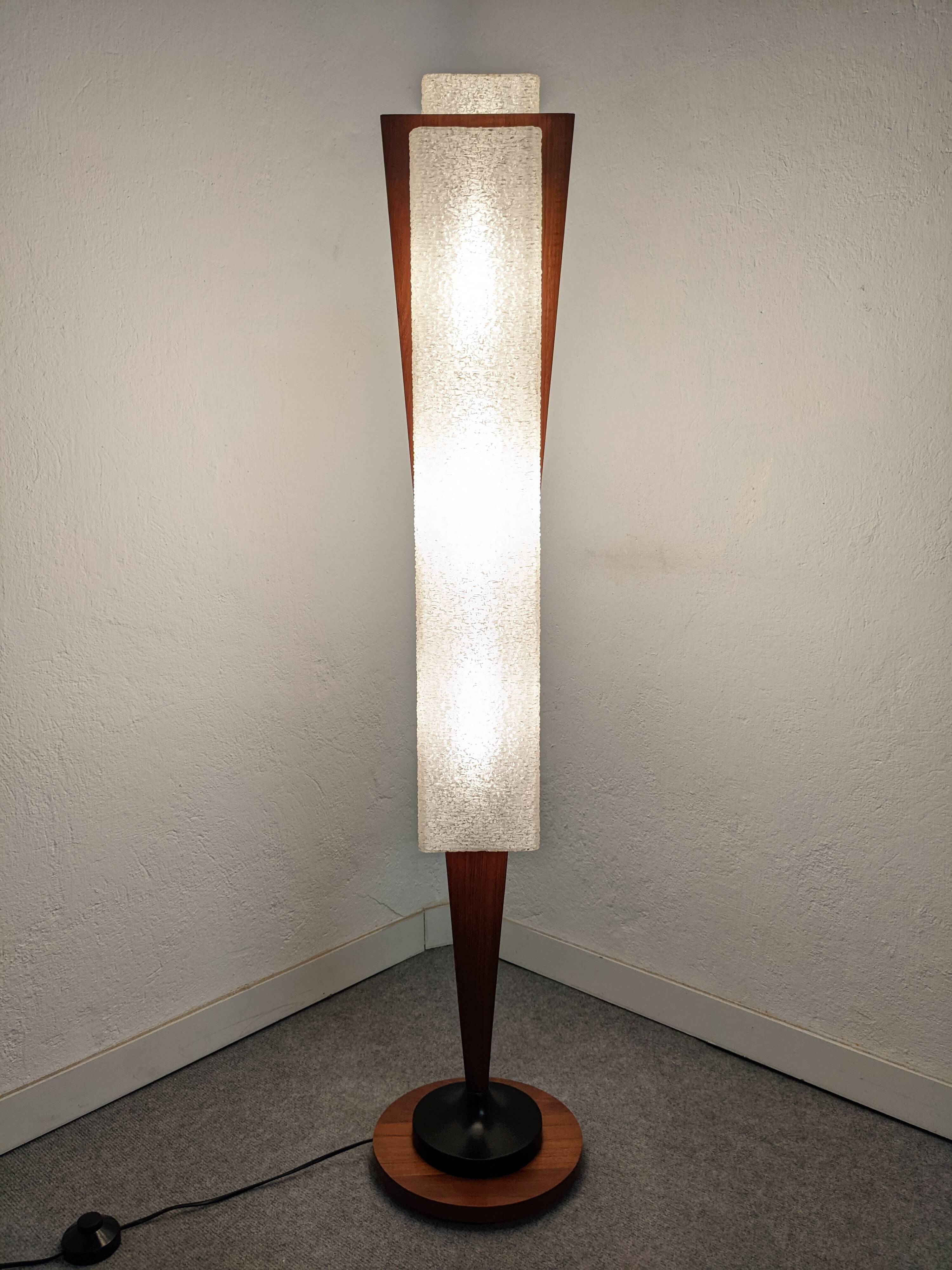 Danish floor lamp in teak and pearly resin from the 50s/60s