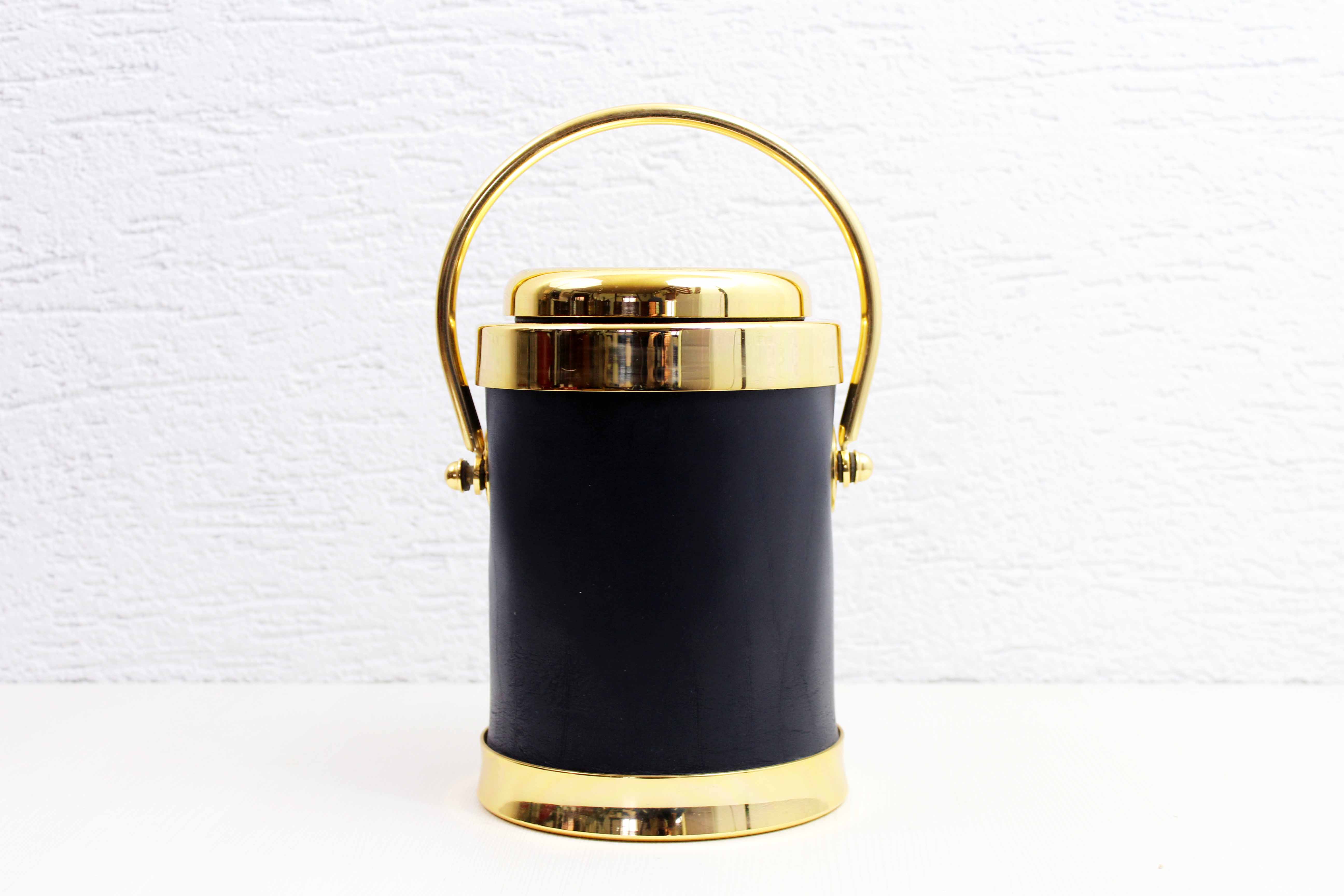 Vintage leather and brass ice bucket