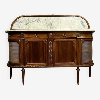 St Louis XVI half moon shaped sideboard stamped Krieger in mahogany circa 1850