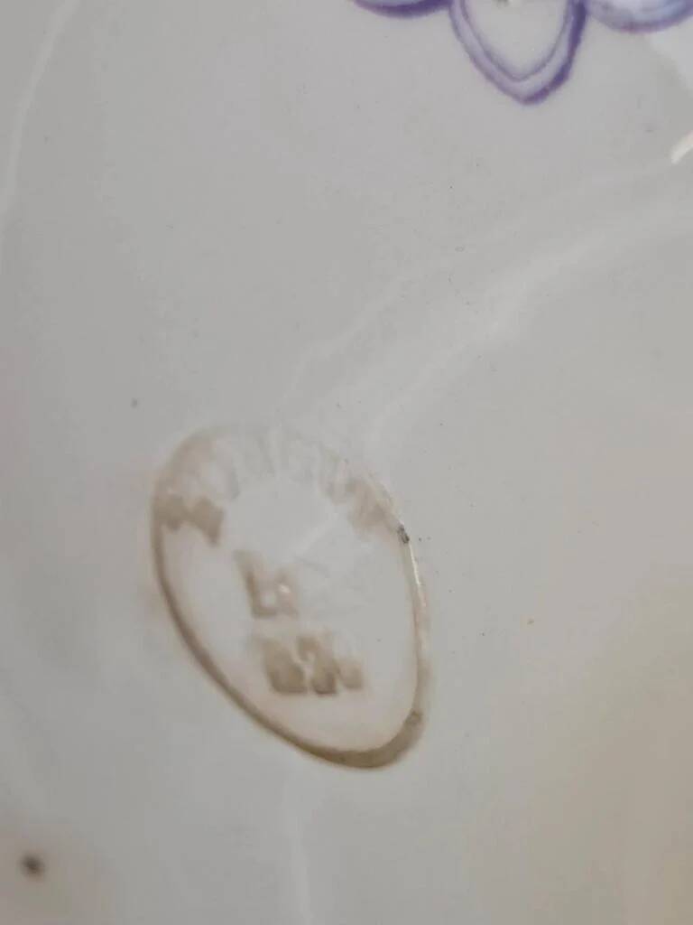 Large compotier Longwy Verveine in earthenware – antique