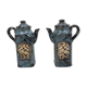Oil and vinegar set in blue marbled style ceramic