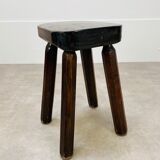 Brutalist chalet-style stool in solid wood