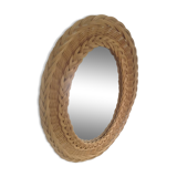 Vintage woven rattan mirror, 1970s