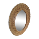 Vintage woven rattan mirror, 1970s