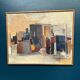 Large original Swedish oil on canvas - 'Blue Bottle and Books' by Gustav Adolf Johansson - 1962 - vintage and framed