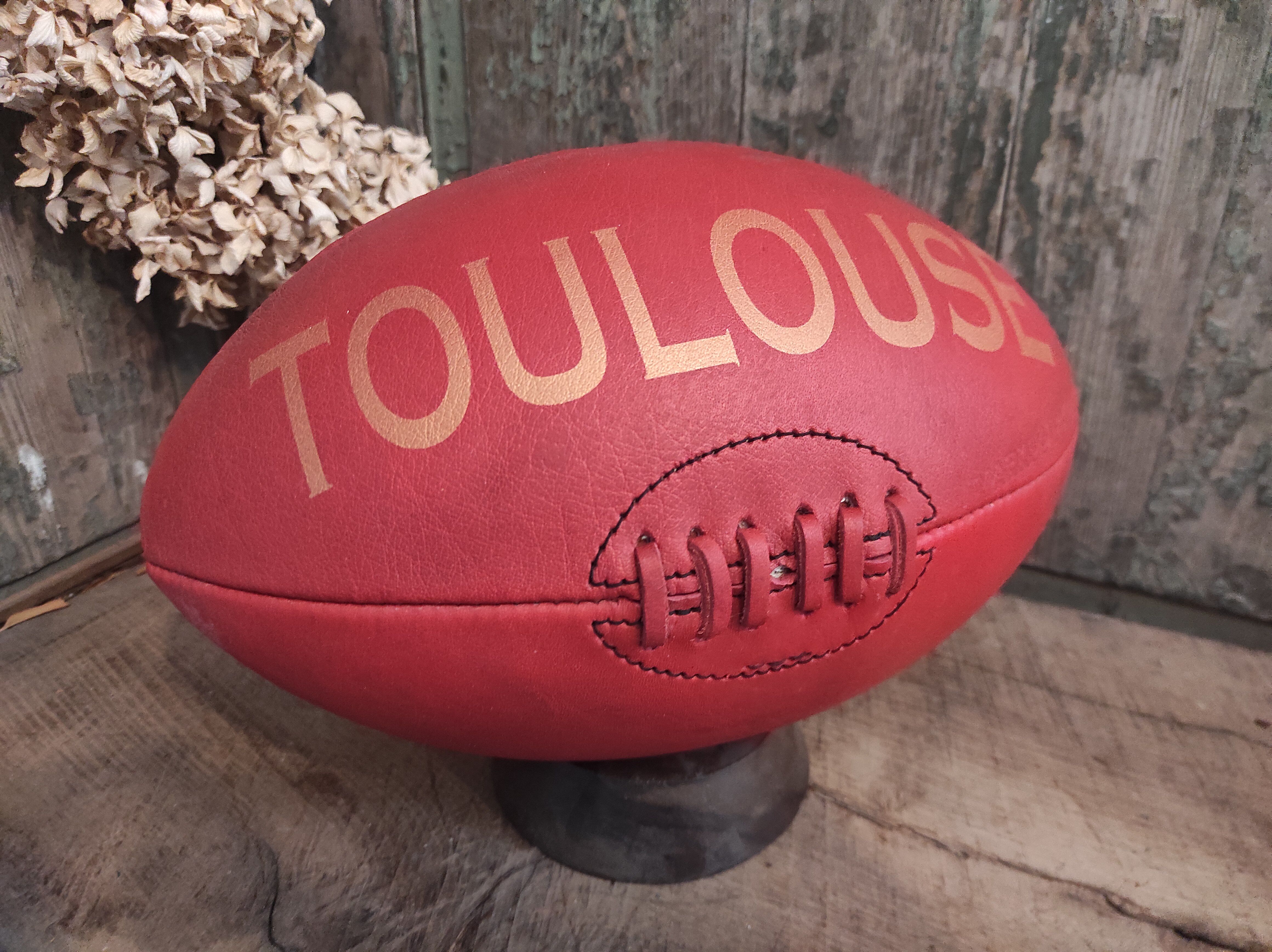 Vintage leather rugby ball Toulouse