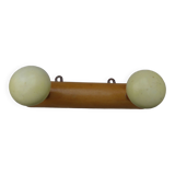 50s wall-mounted wooden coat rack with 2 hooks