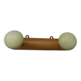 50s wall-mounted wooden coat rack with 2 hooks
