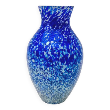 Blue and white blown glass vase, around 1950.