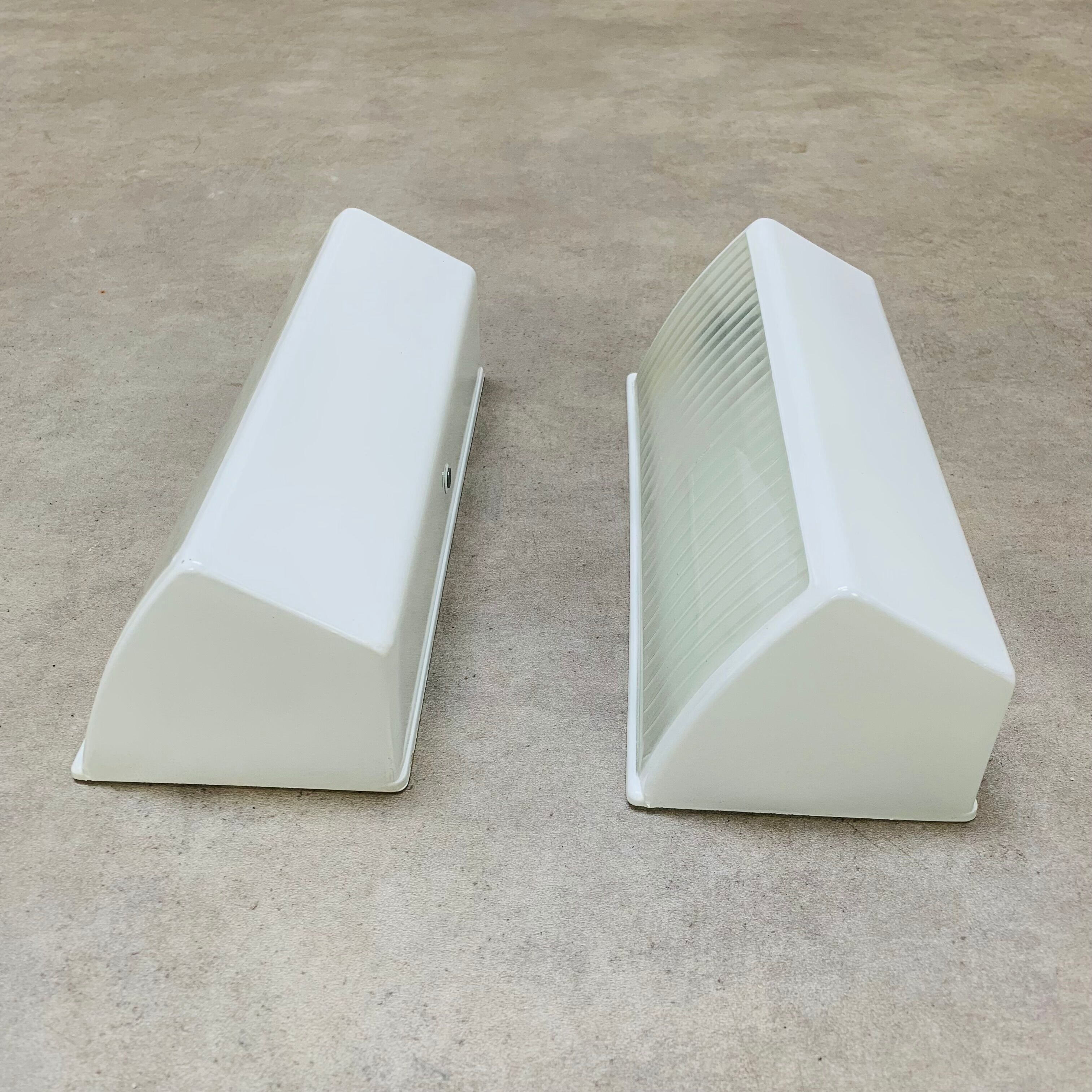 Pair of Holophane Prismopal wall lights, 50s design