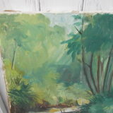 Painting landscape oil on canvas river 55 X 38cm