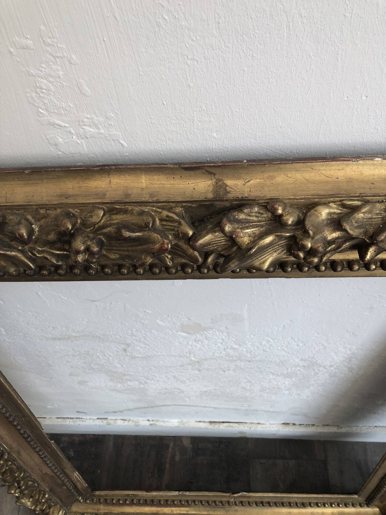 Large frame XIX gilded leaf height 100cm width 86cm