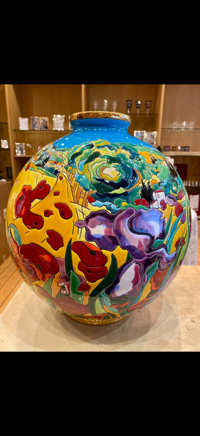 Vase Boule Colonial Émaux de Longwy