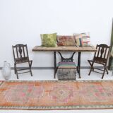 3x10 Orange Brown Handmade Wool Vintage Runner Rug, 103x323Cm SK 18245