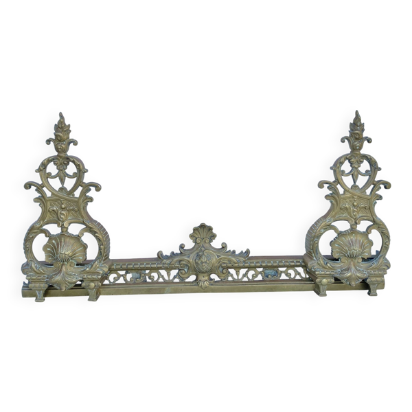 Parure de cheminée en laiton, chenets style napoléon III