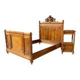 Louis XVI style walnut bed and bedside table