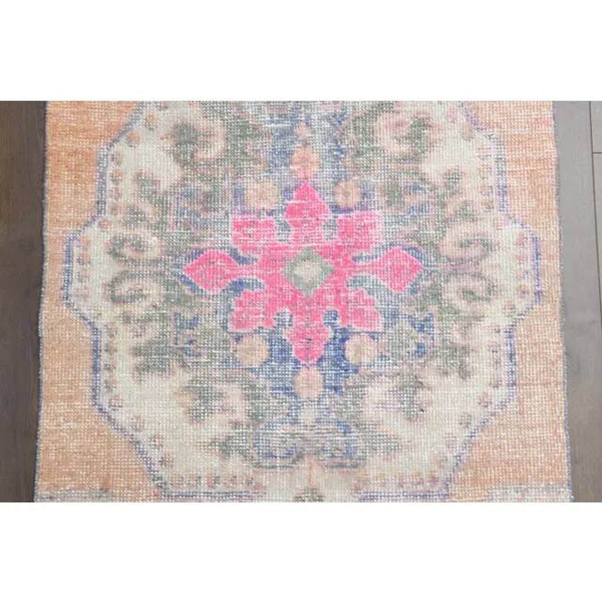 Vintage Turkish Oushak Handmade Wool Cotton Orange Area Rug 99x192