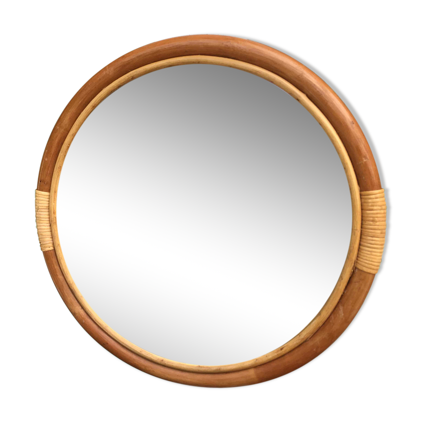 Miroir rond cadre bois clair 55cm