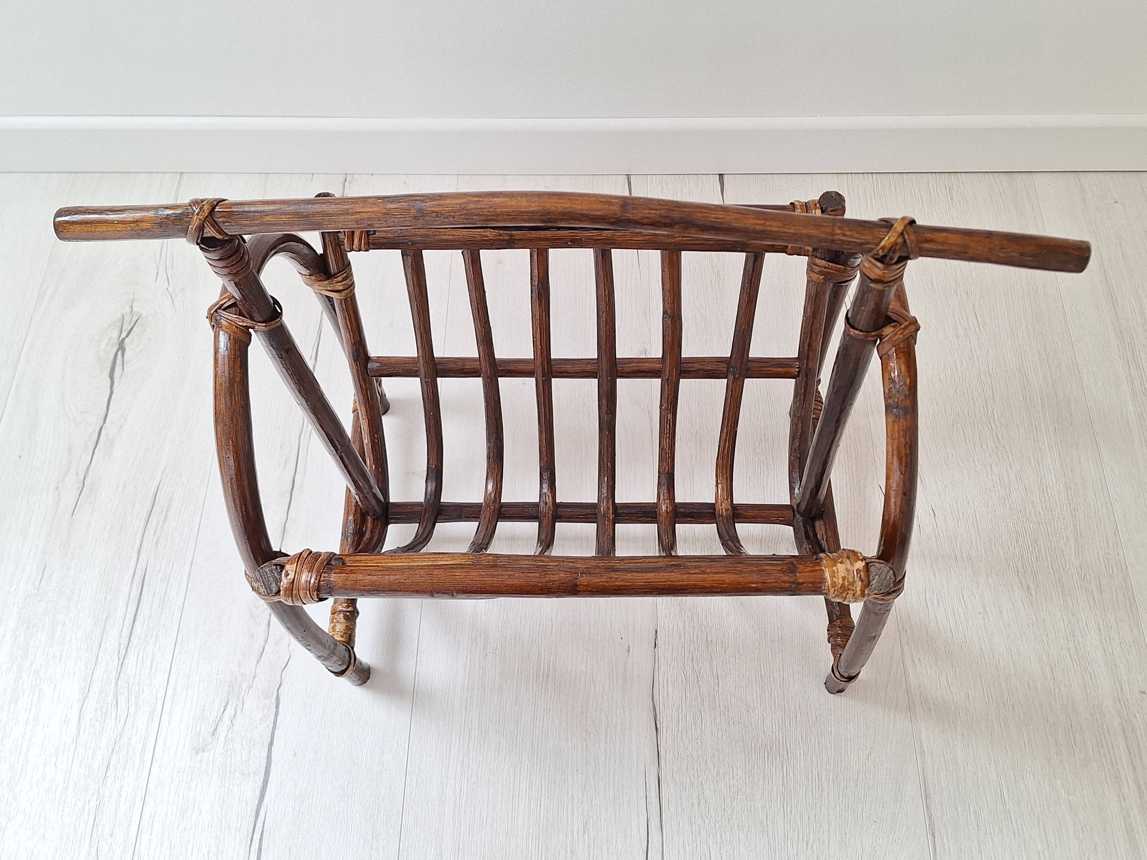 1970s rattan magazine rack
