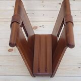 Magazine holder or vinyl in wood and leather vintage design 1960/70
