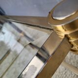 Gold glass coffee table with tobacco-colored legs, 1970s design