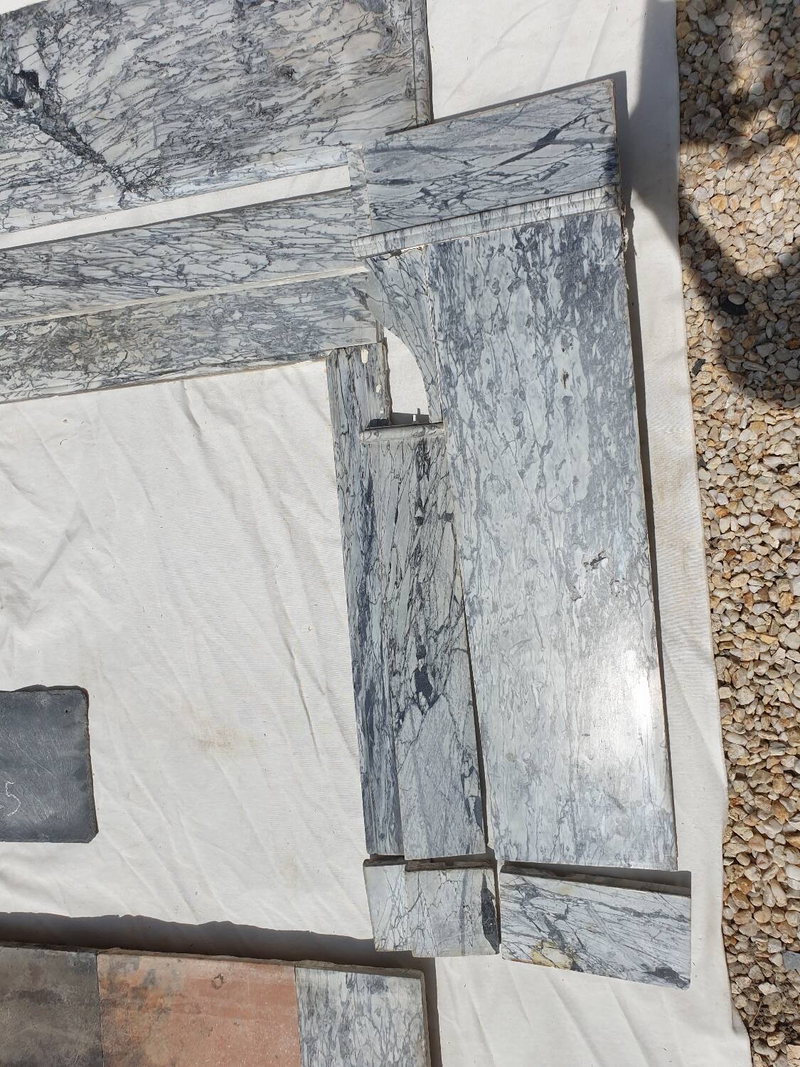 Napoleon III modillion fireplace in gray marble late 19th century