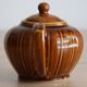 Théière chinoise style citrouille à panneaux marron vintage