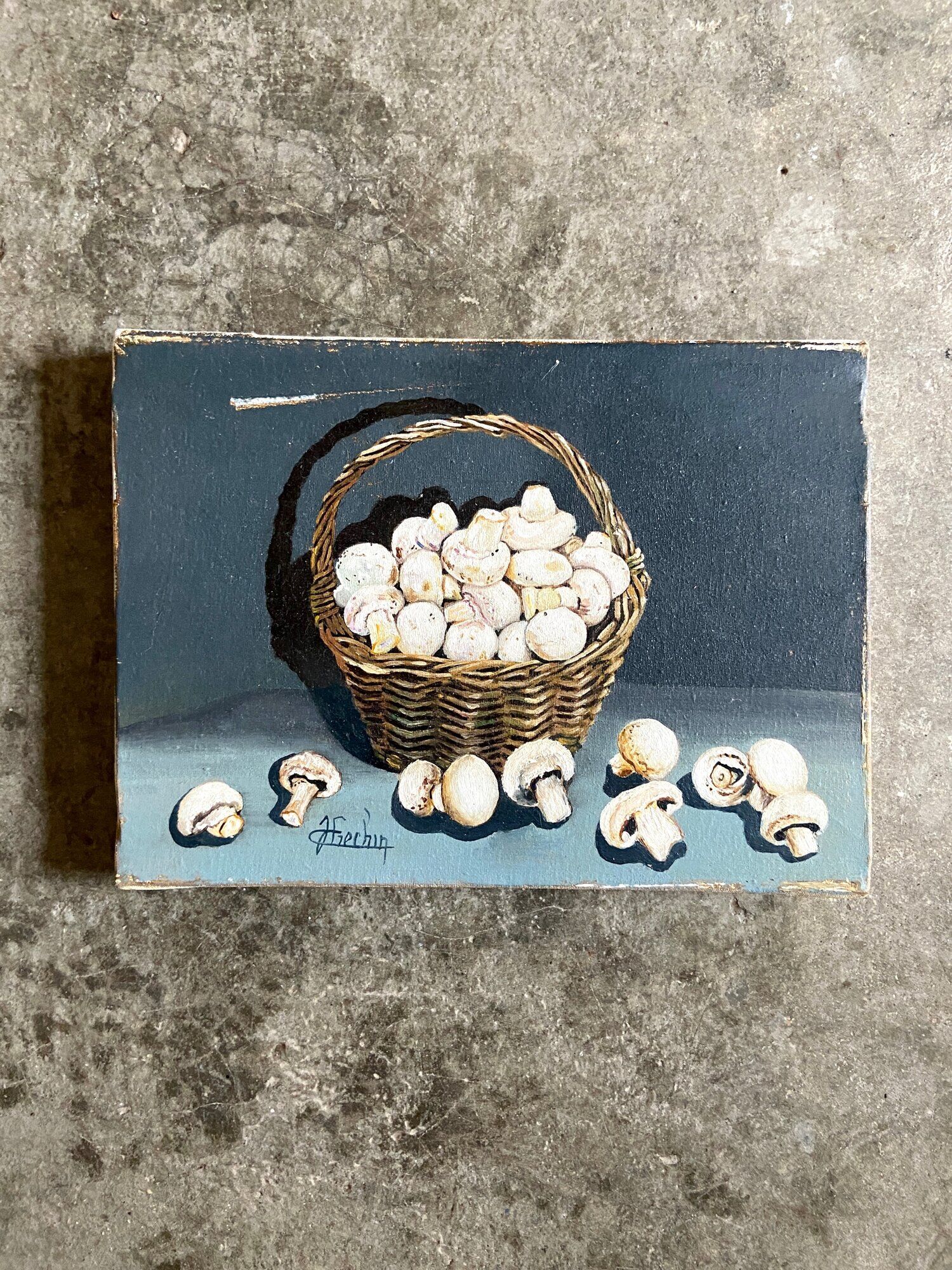 Oil painting on canvas The mushrooms of Paris