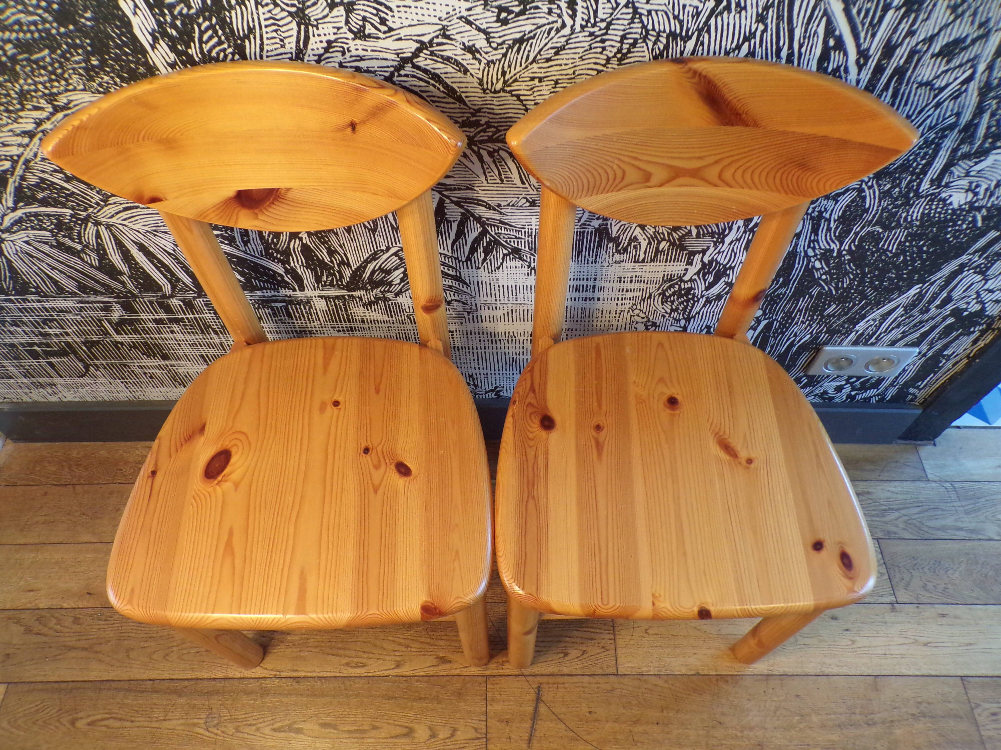 Pair of Rainer Daumiler pine chairs