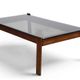 Percival Lafer coffee table in exotic wood and smoked glass – Brazil, 1970