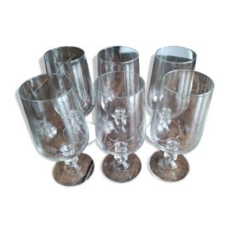 Lot de 6 verres à vin hauts de dégustation pied hexagonal