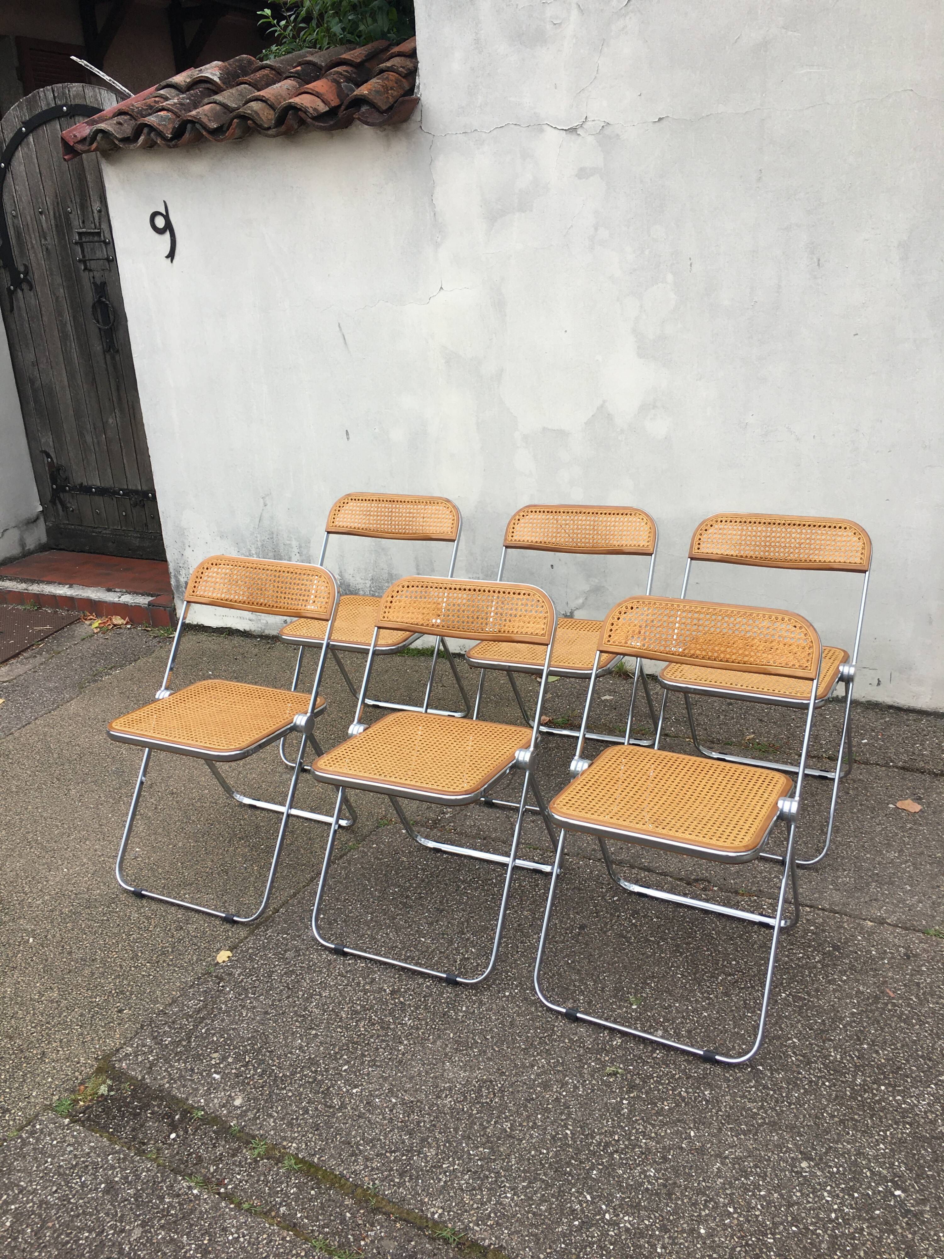 6 plia chairs by Giancarlo Piretti, Castelli circa 1967