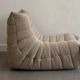 Beige velvet Togo armchair by Michel Ducaroy