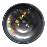 Lacquered Black with Colored Details Ceramic Vide-Poche by Ars Deruta, Ital