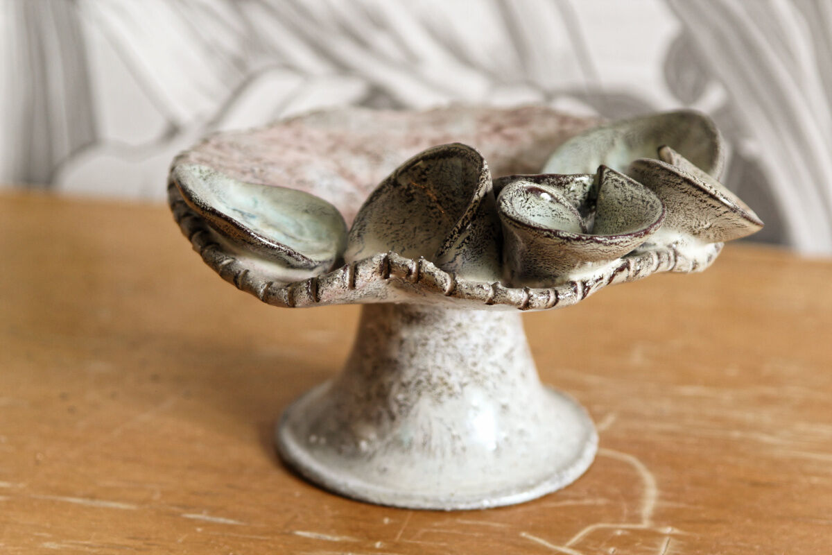 Glazed terracotta candle holder