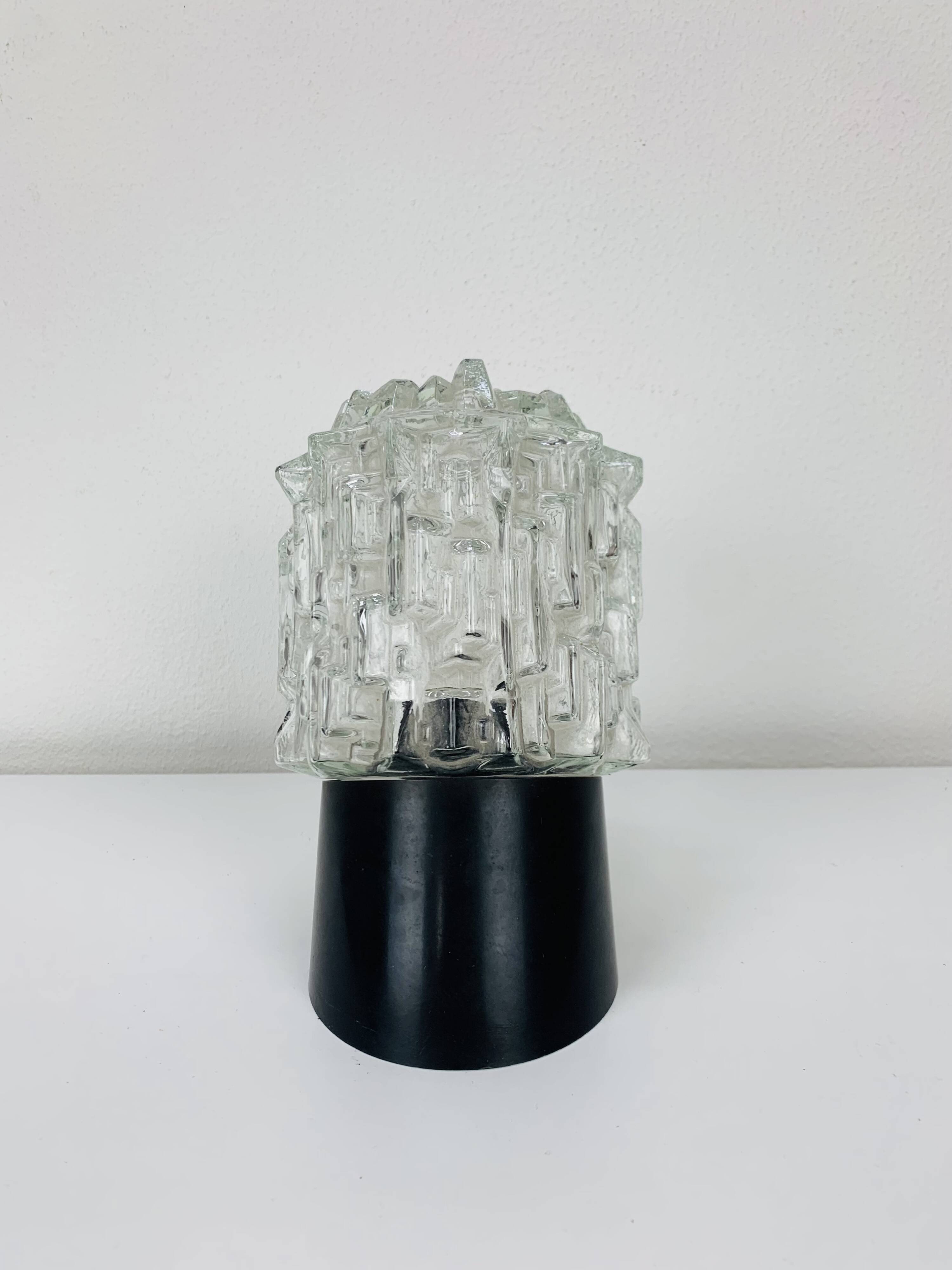 RZB wall lamp, chiseled glass, 1960s, vintage